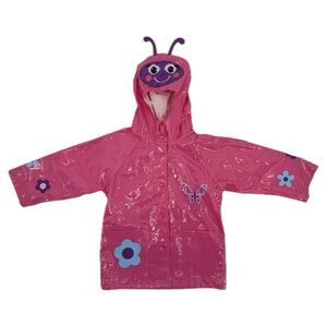 Western Chief Butterfly Raincoat Pink Flowers Toddler 3T Hood